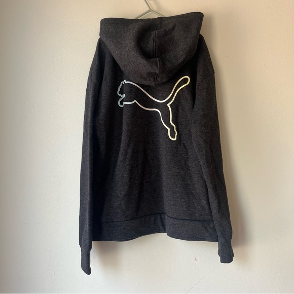 Puma Youth Girls Hoodie Sweatshirt L (12–14) Gray Rainbow Logo Pullover NWOT - Picture 9 of 11